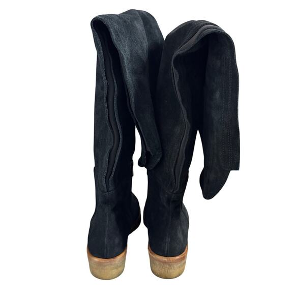 Free People Banks Over The Knee Suede Boot Women 7.5 Black Western Boho - Picture 3 of 11